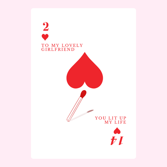 2 of Hearts with lit match.