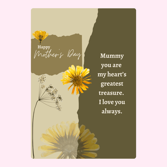 Mother's Day card with flowers and message for Mummy.