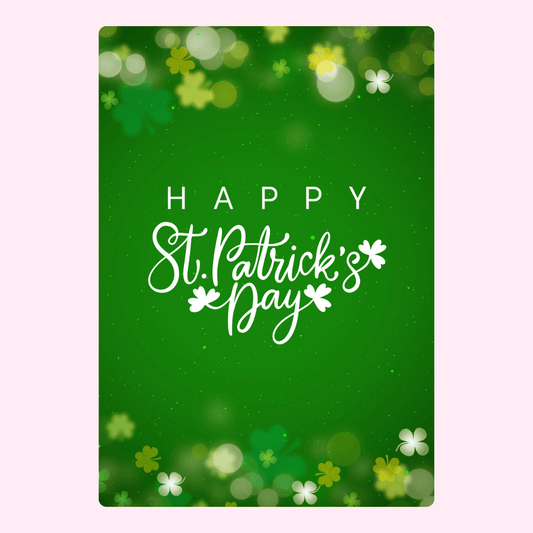 Happy St. Patrick's Day card with shamrocks