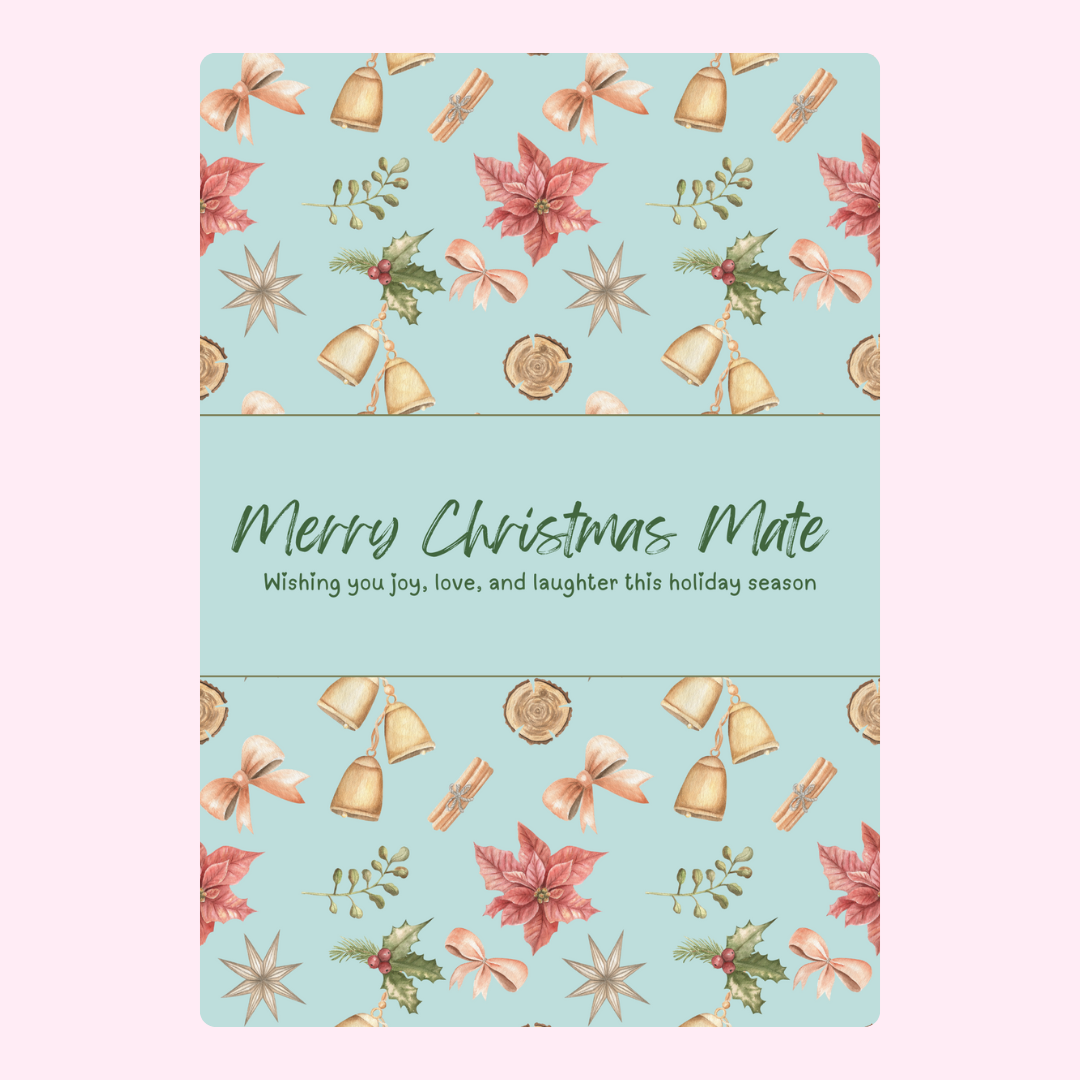 Christmas card with Merry Christmas Mate message