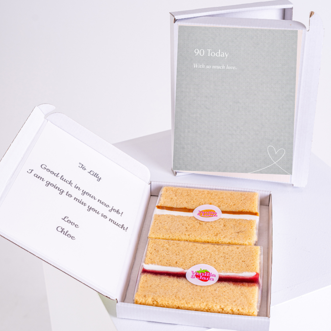 90th birthday cake card gift box with sponge slices and modern design