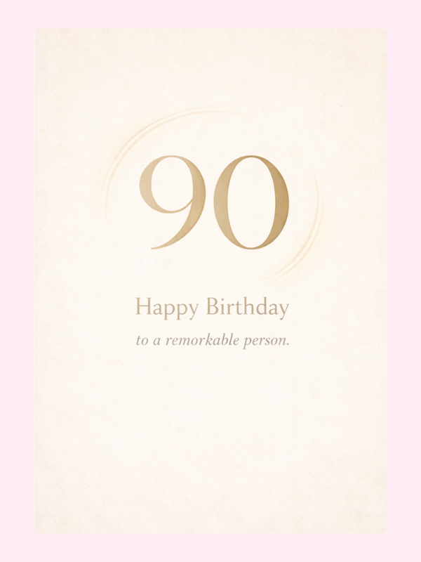 minimal 90th birthday cake card design with soft neutral background