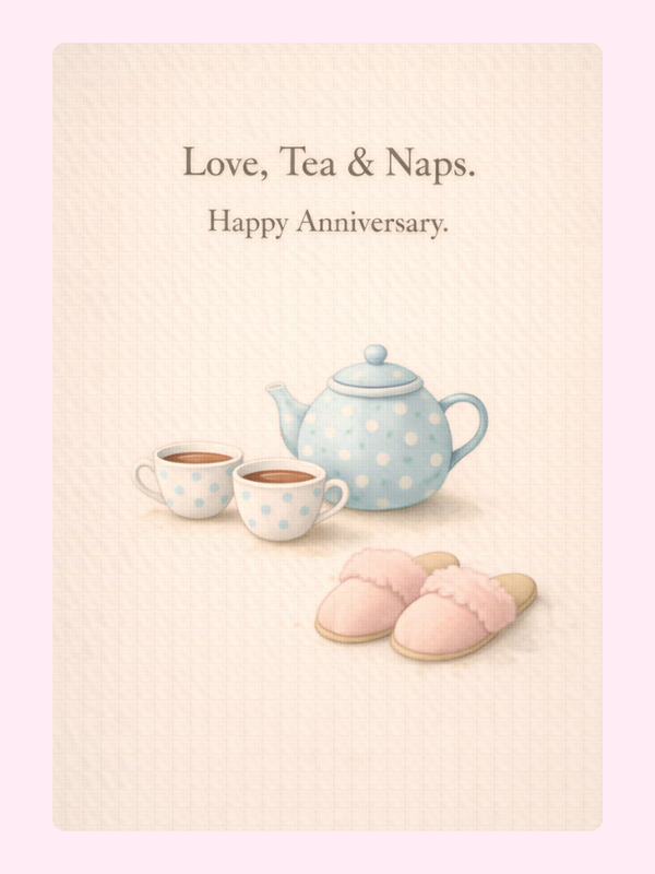 Love Tea And Naps Anniversary Cake Card, for grandparents