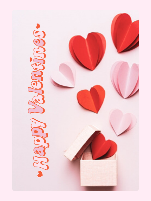 Happy Valentines card with paper hearts