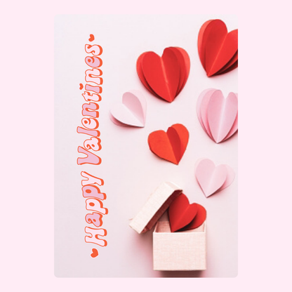 Happy Valentines card with paper hearts