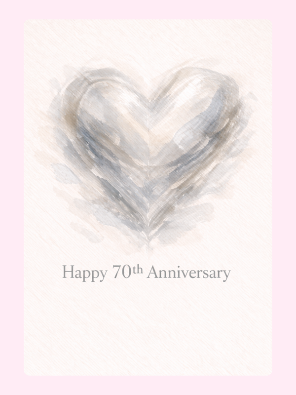 Platinum Heart 70th Anniversary Cake Card letterbox cake card with freshly baked cake slices