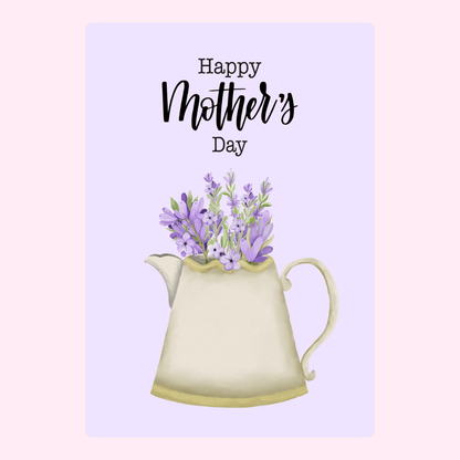 Mother's Day card with flowers in a pitcher