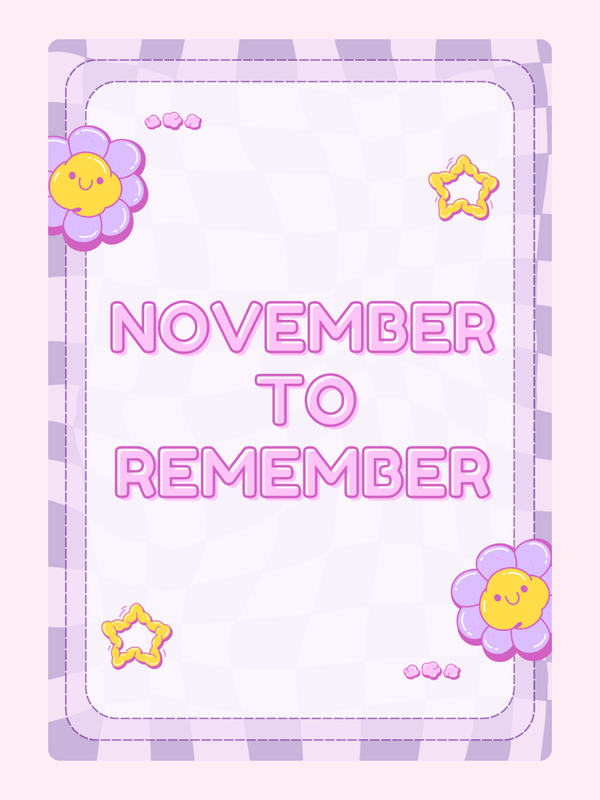November to Remember card with flowers and stars