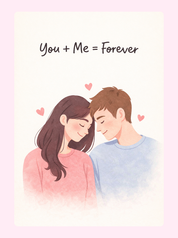 You Plus Me Equals Forever Anniversary Cake Card, for a girlfriend