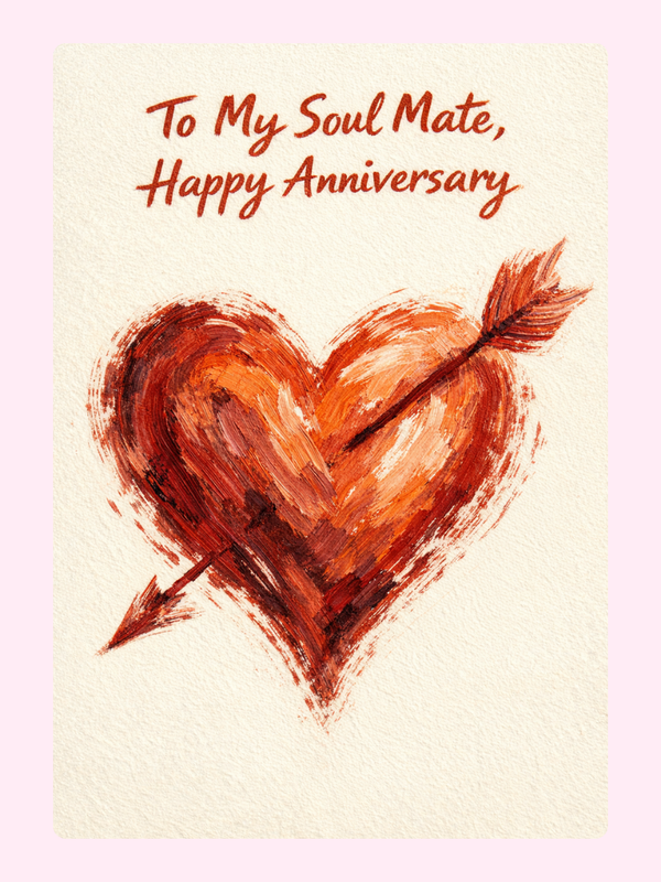 To My Soul Mate Arrow Heart Anniversary Cake Card, for a partner