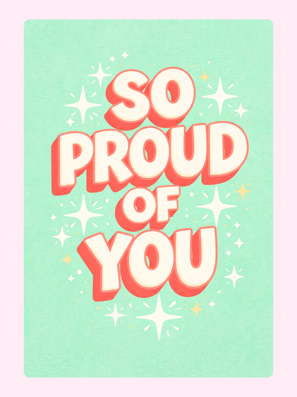 So Proud Of You Congratulations Cake Card letterbox cake card with freshly baked cake slices
