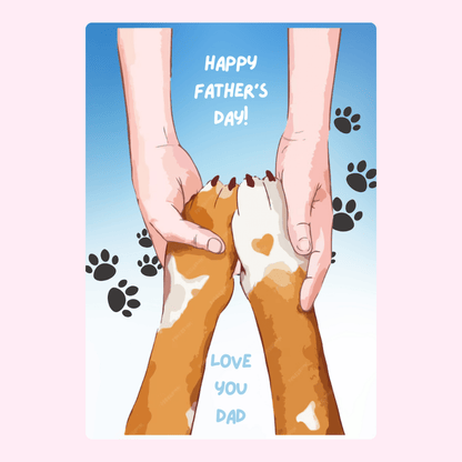 Father's Day card with dog paws, Love You Dad