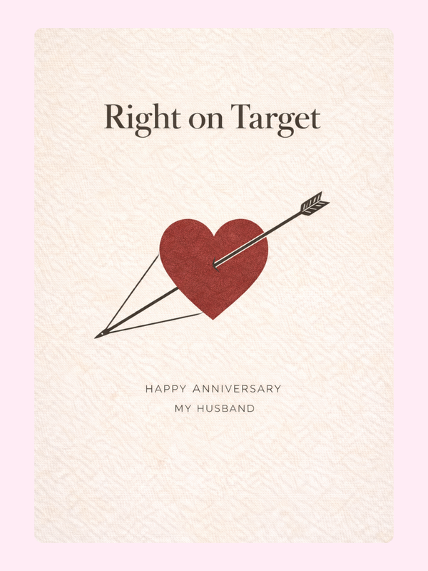 Right On Target Husband Anniversary Cake Card