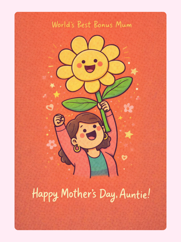 World's Best Bonus Mum Auntie Cake Card