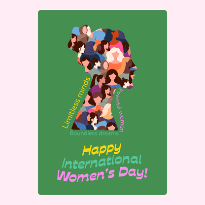 International Women's Day graphic with women's faces