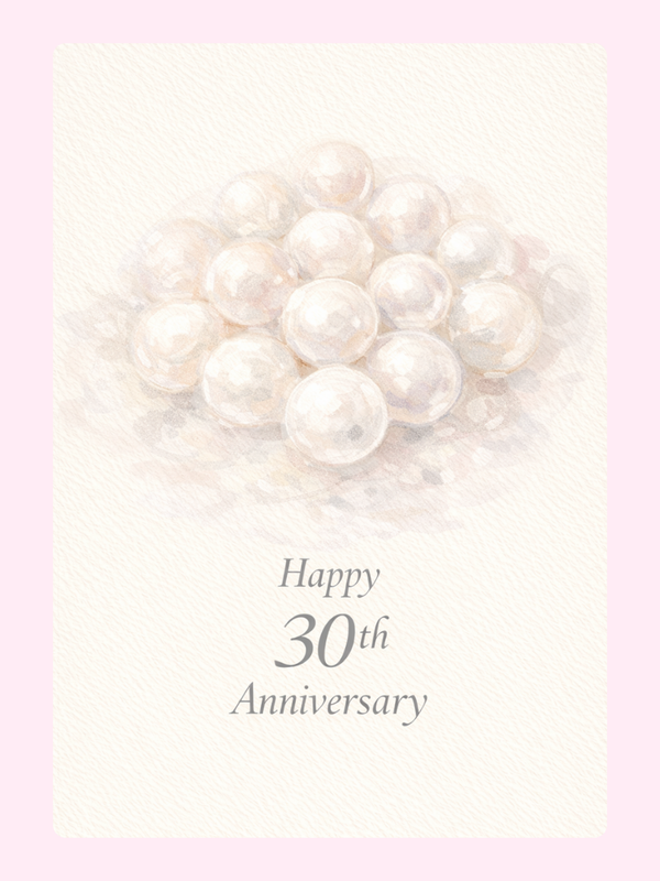 Pearl Cluster 30th Anniversary Cake Card letterbox cake card with freshly baked cake slices