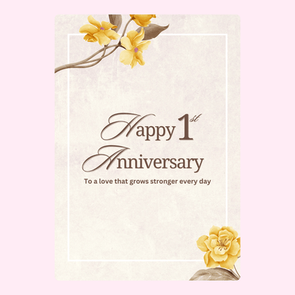 Happy 1st Anniversary card with flowers