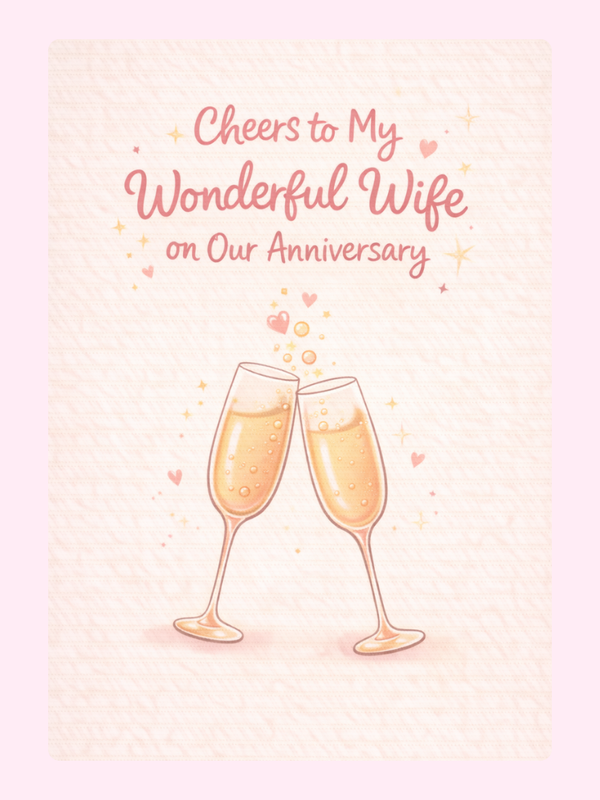 Cheers To My Wonderful Wife Anniversary Cake Card