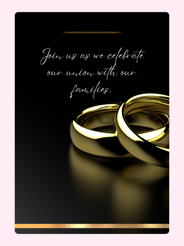 Wedding invitation with gold rings - celebrate our union