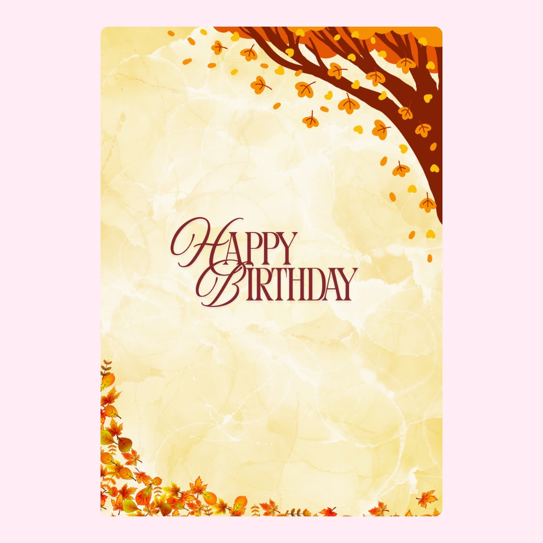 Autumn tree birthday design.