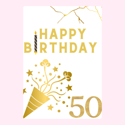 Happy 50th Birthday card, design 9