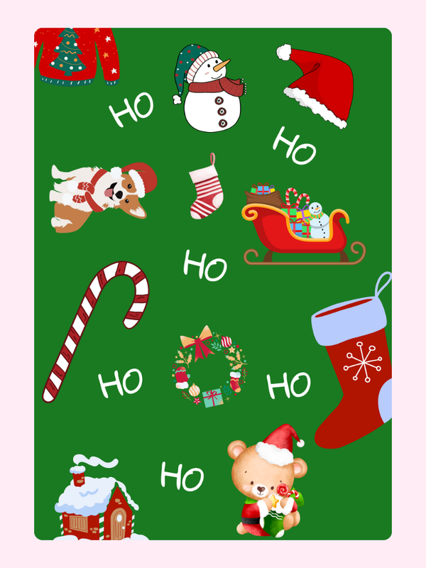 Christmas-themed pattern on a green background