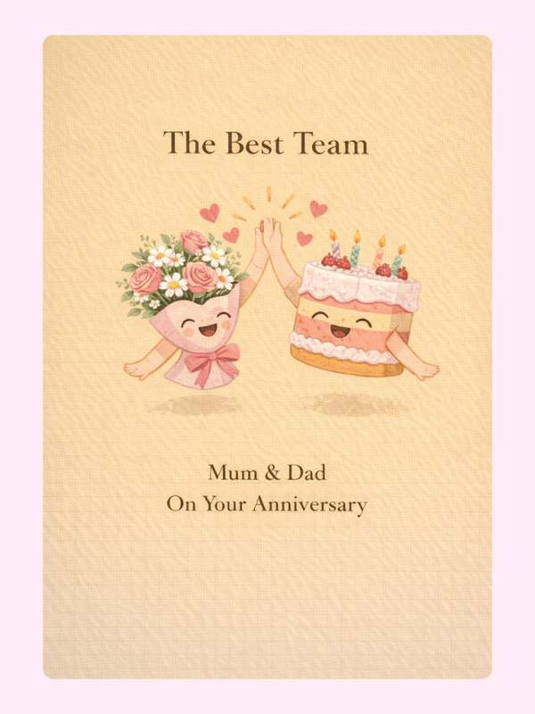 The Best Team Mum And Dad Anniversary Cake Card, for parents