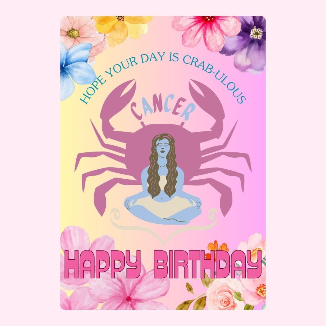 Cancer birthday card with flowers