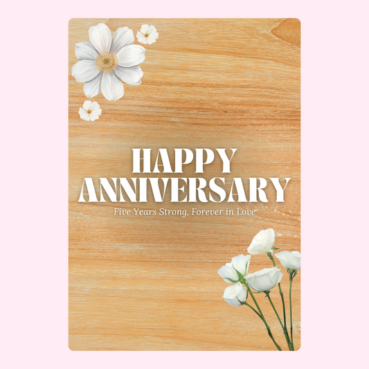 Happy Anniversary Card - Five Years Strong