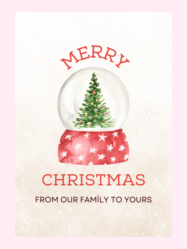 Christmas Tree Snow Globe Cake Card
