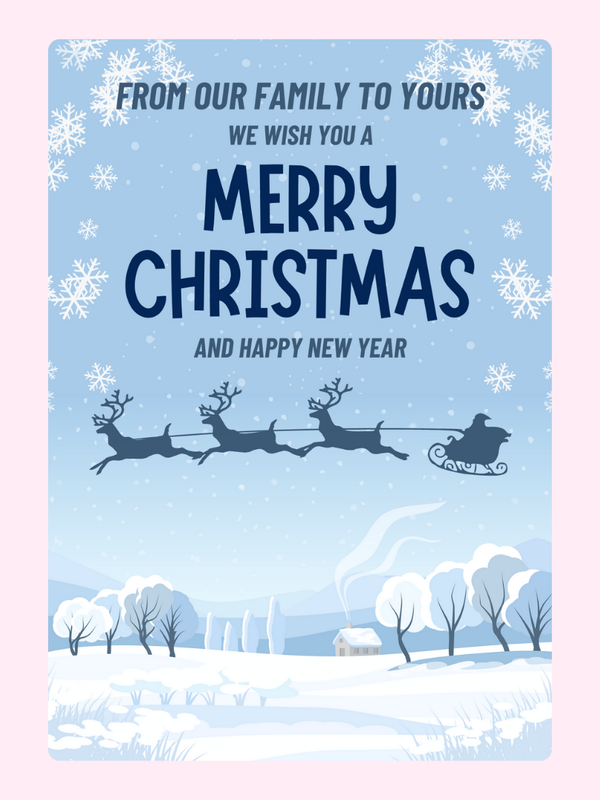 Santa Sleigh Cake Card, thinking of you