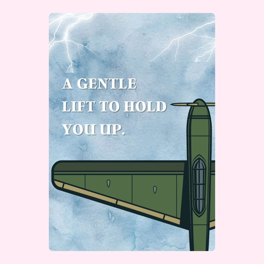 Airplane with gentle lift message.