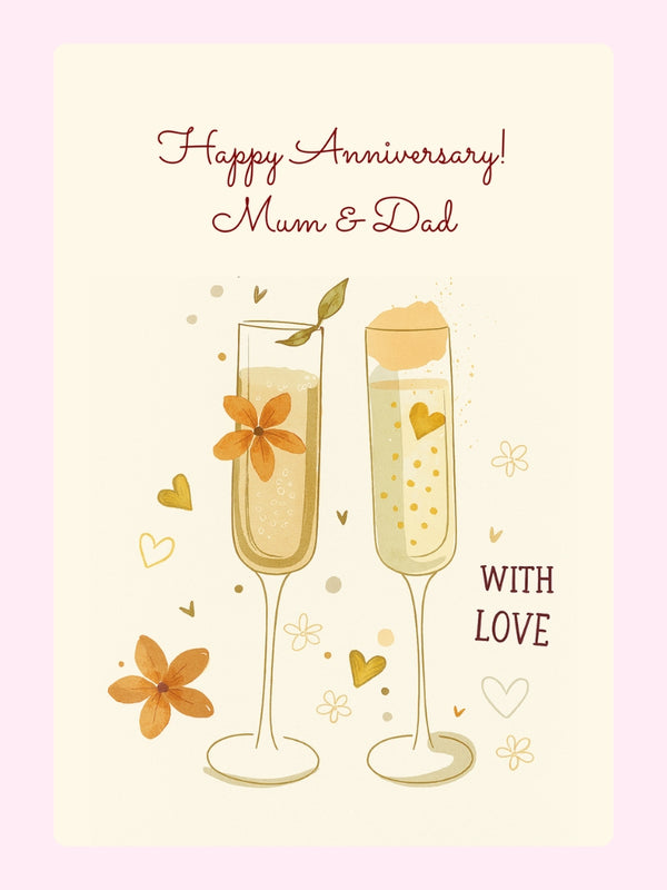 Happy Anniversary Mum & Dad With Love Cake Card, for parents