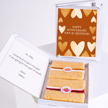 Anniversary gift box for Nan & Grandad with message and treat.