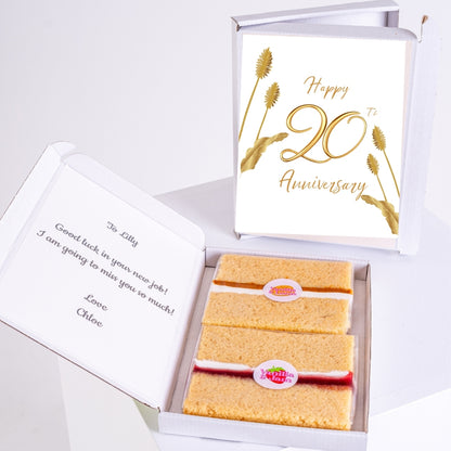 Anniversary gift box with sponge cake slices.
