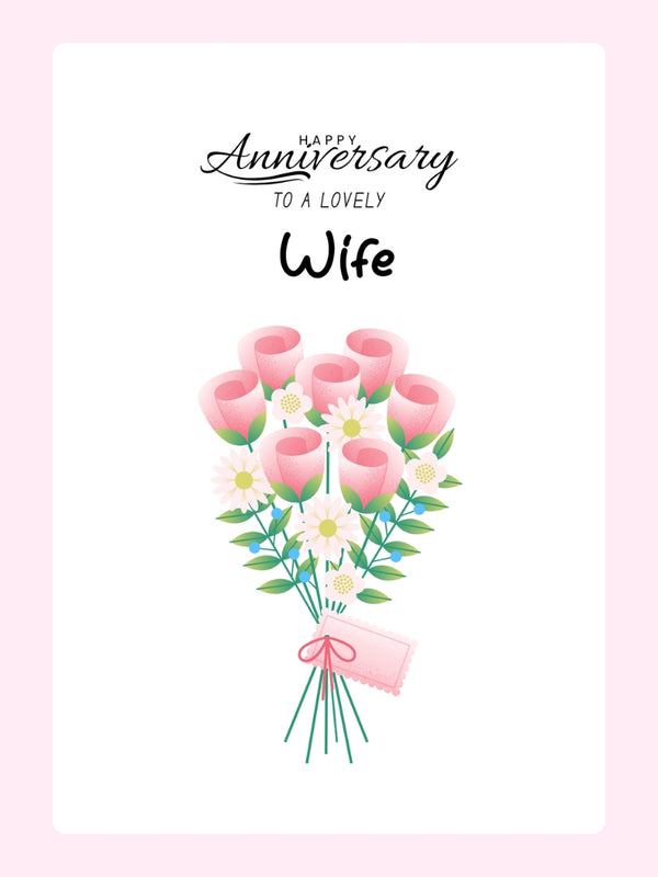 Happy Anniversary To A Lovely Wife Cake Card
