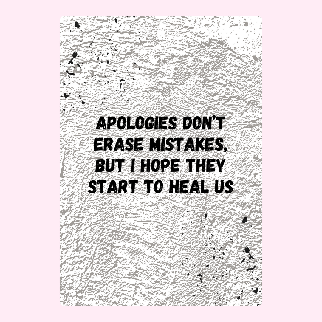 Apology message on stone design