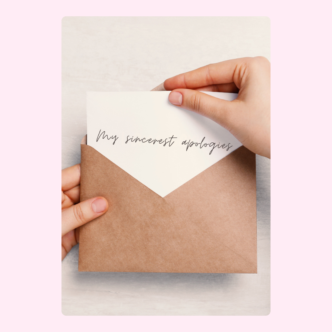 Apology note in brown envelope.