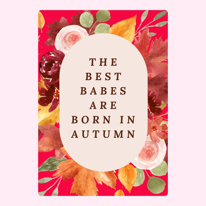 Autumn birthday design with floral artwork.
