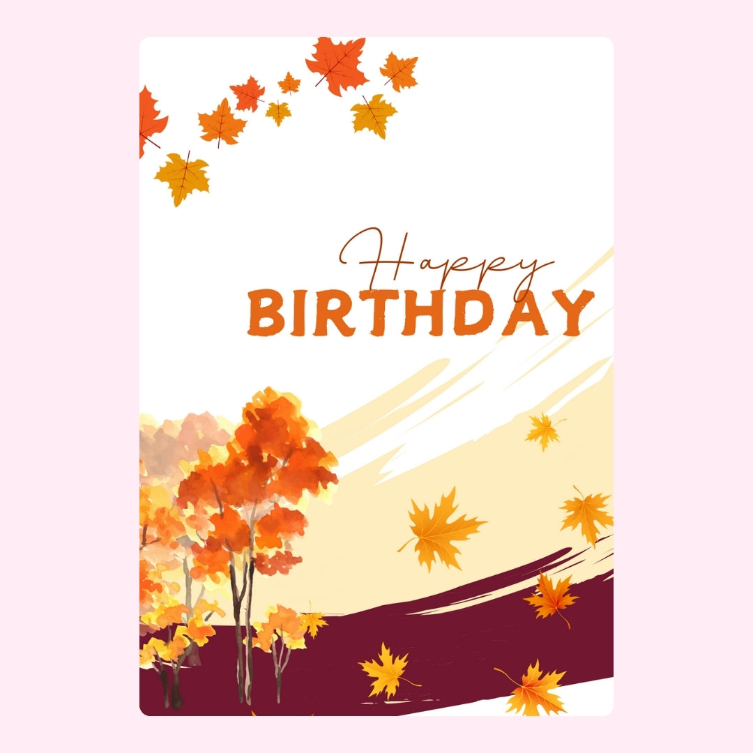Autumn trees birthday design.