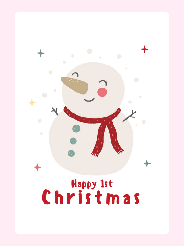 Happy 1st Christmas Snowman Cake Card