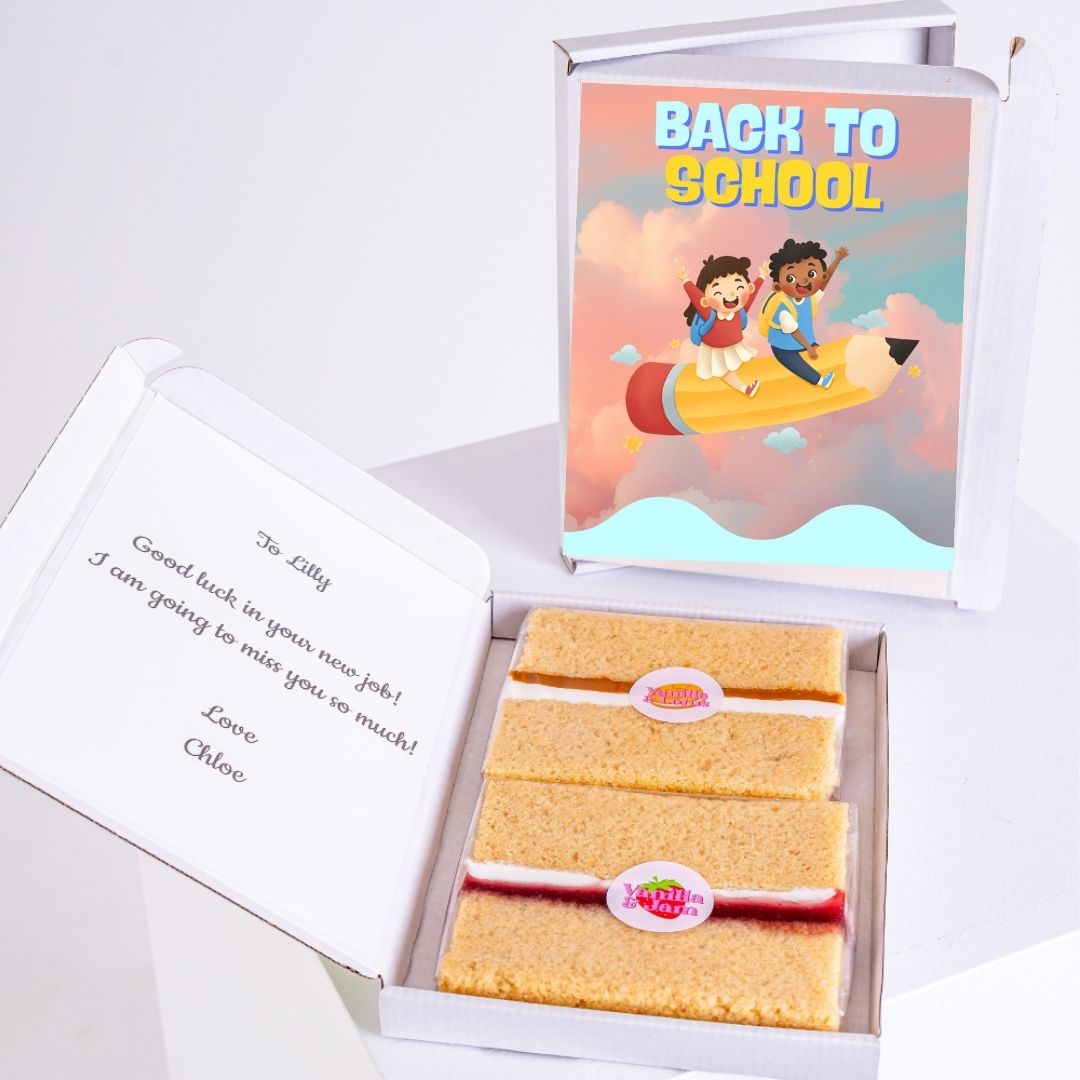 Back to school gift box with message and slices.