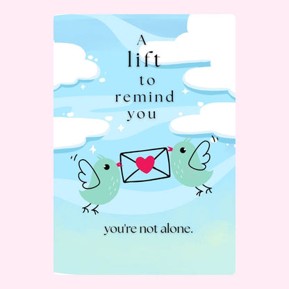 Birds carrying envelope with love message.