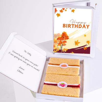 Birthday gift box with sponge cake slices.