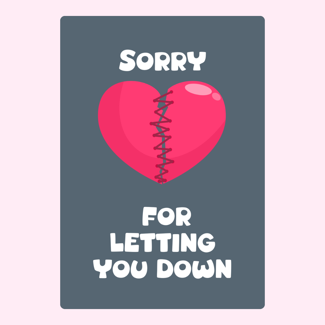 "Broken heart sorry design.