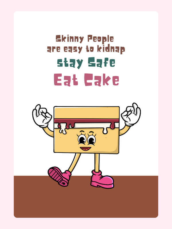 Cartoon cake with Eat Cake message