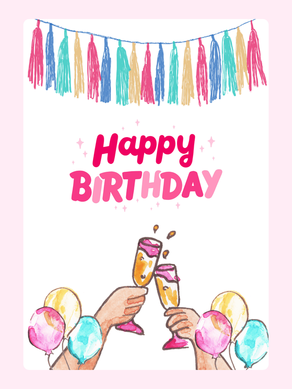 celebration cheers birthday cake card letterbox gift UK
