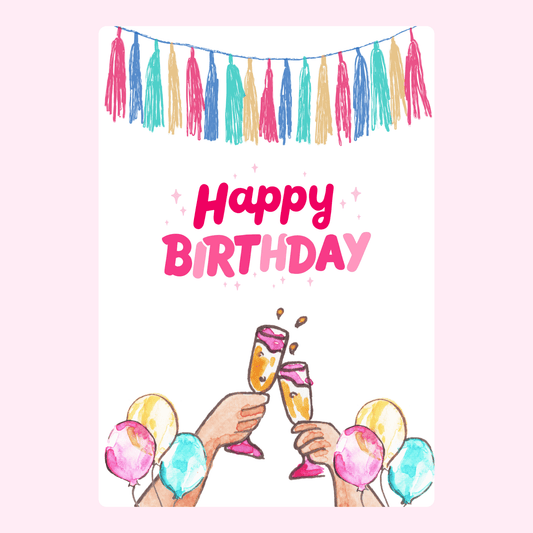 celebration cheers birthday cake card letterbox gift UK