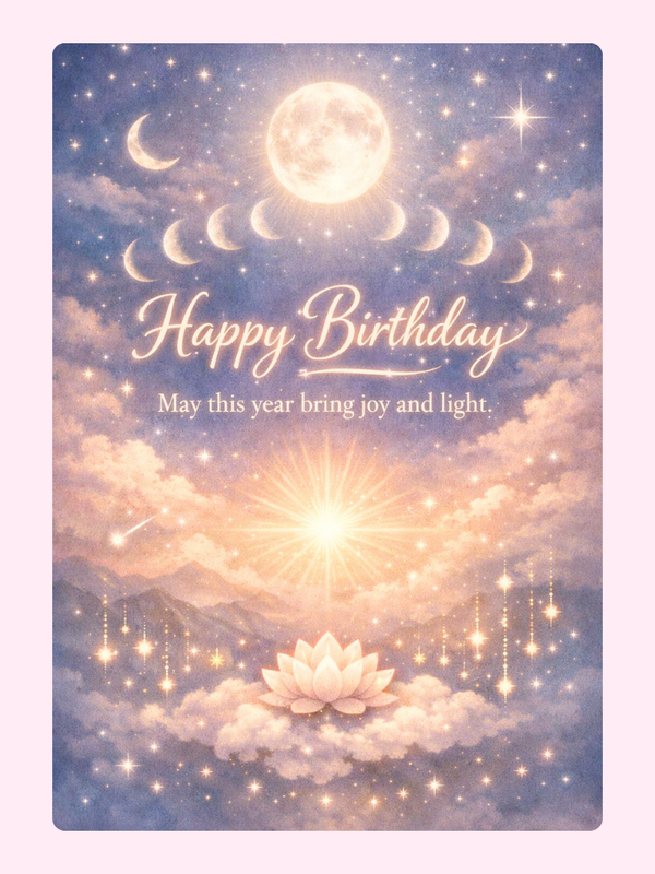celestial moonlight birthday cake card by post UK letterbox birthday gift edible greeting card with moon stars and sky design