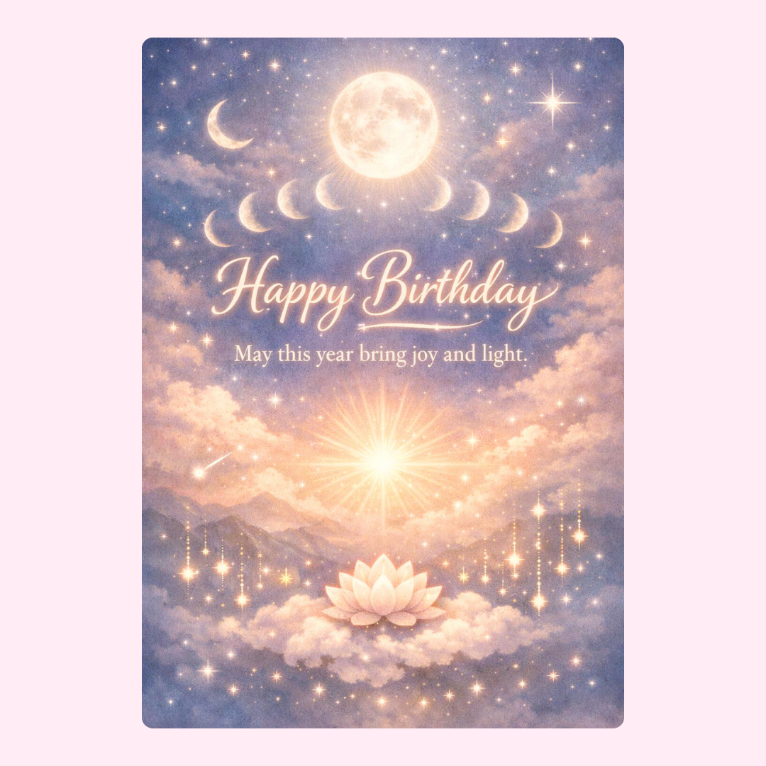 celestial moonlight birthday cake card by post UK letterbox birthday gift edible greeting card with moon stars and sky design